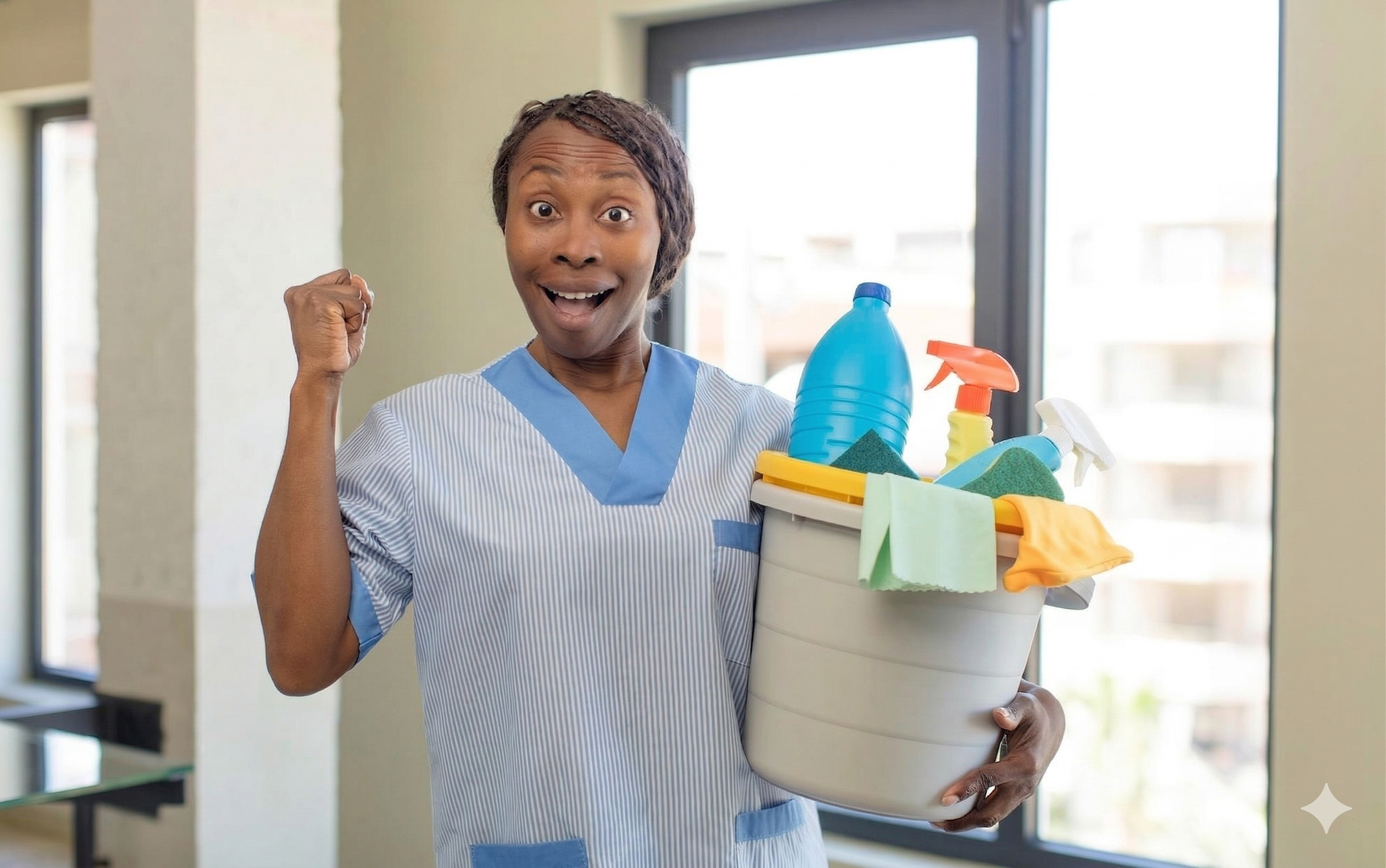 BlissChores cleaner working carefully inside a client space